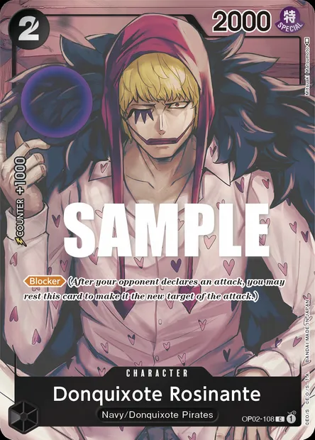 Donquixote Rosinante, One Piece card OP02-108 — PARAMOUNT WAR set