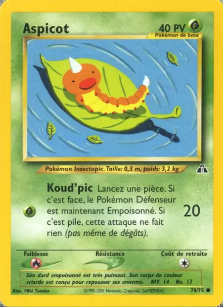 Aspicot, carte Pokémon ND 70 — extension Neo Discovery