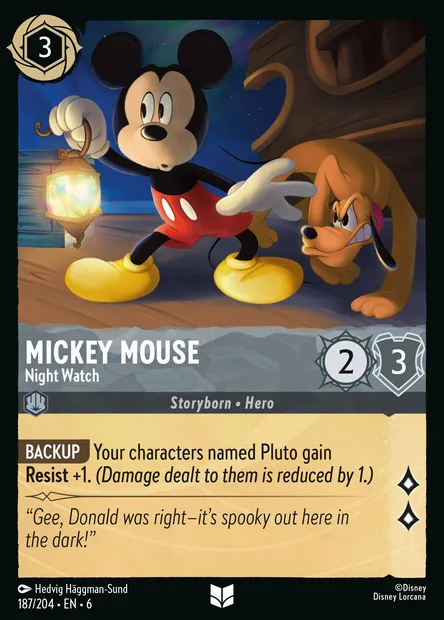 Mickey Mouse - Night Watch, Disney Lorcana card CH6-187 — Azurite Sea set