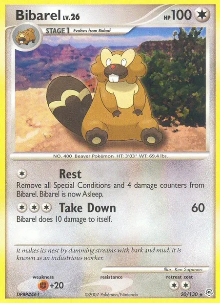 Bibarel, Pokémon card DP 20 — Diamond & Pearl set