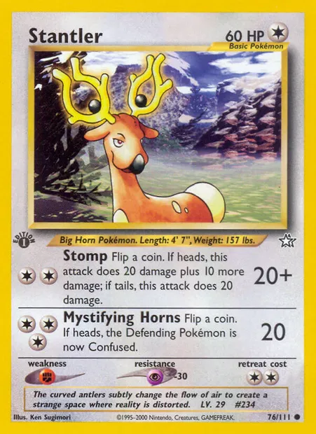 Stantler, Pokémon card NG 76 — Neo Genesis set