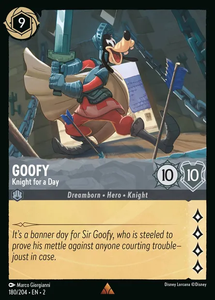 Goofy - Knight for a Day, Disney Lorcana card CH2-180 — Rise of the Floodborn set