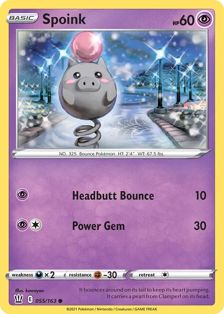 Spoink, Pokémon card BST 55 — Battle Styles set