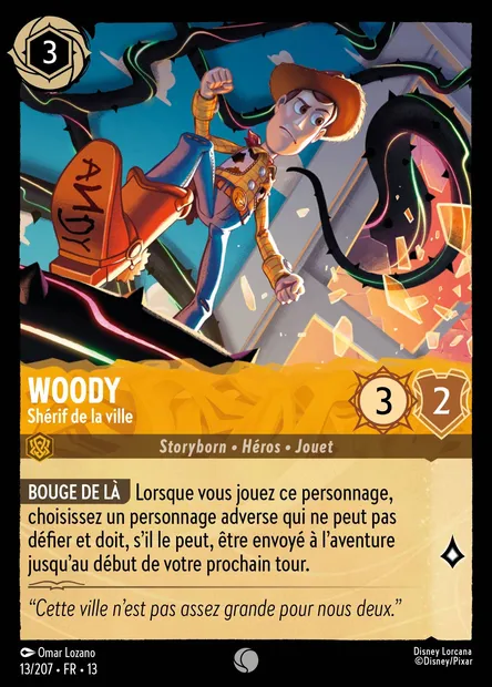 Woody - Shérif de la ville, carte Disney Lorcana CH13-013 — extension Invasion Epineuse!