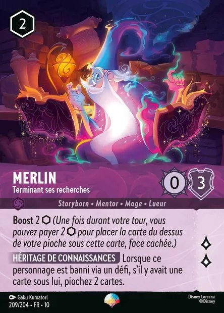 Merlin - Terminant ses recherches, carte Disney Lorcana CH10-209 — extension Lueurs dans les Profondeurs