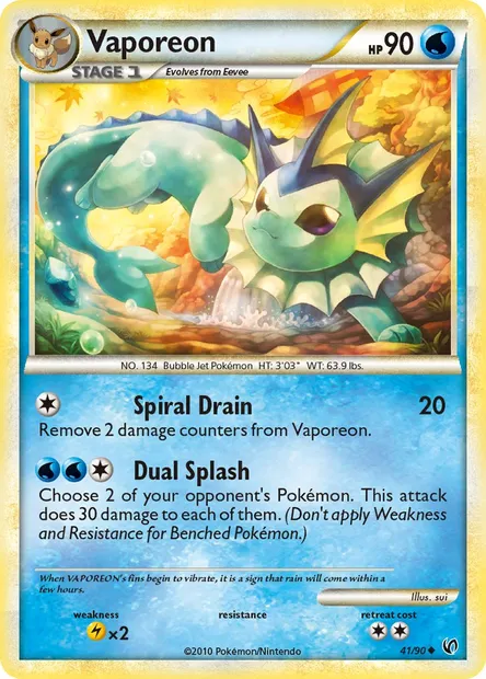 Vaporeon, Pokémon card UD 41 — Undaunted set