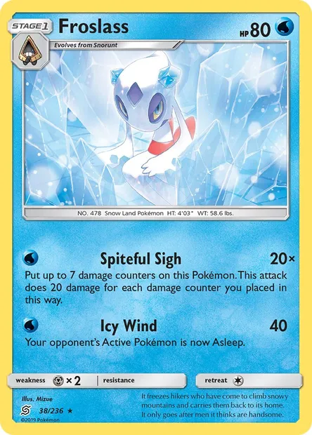 Froslass, Pokémon card UNM 38 — Unified Minds set