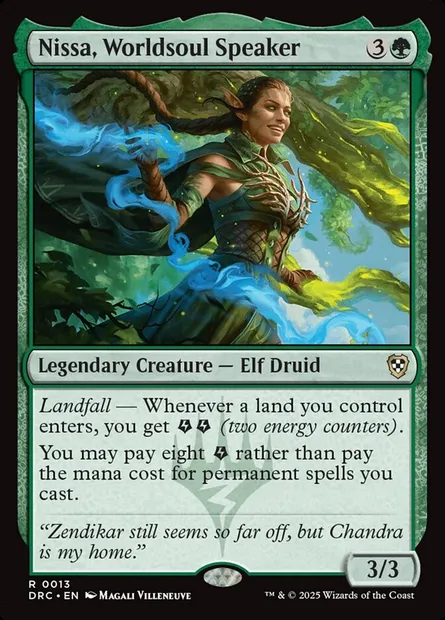 Nissa, Worldsoul Speaker, Magic card DRC 13 — Aetherdrift Commander set