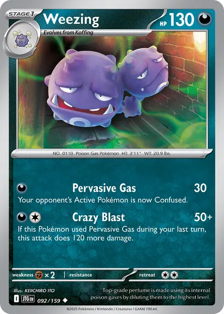 Weezing, Pokémon card JTG 092 — Journey Together set