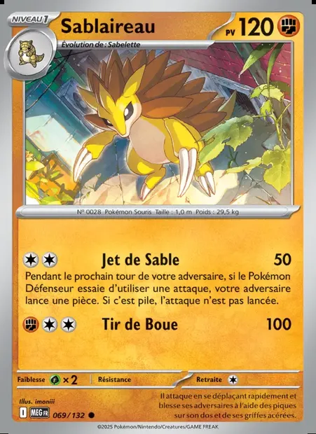Sablaireau, carte Pokémon MEG 069 — extension Méga-Évolution