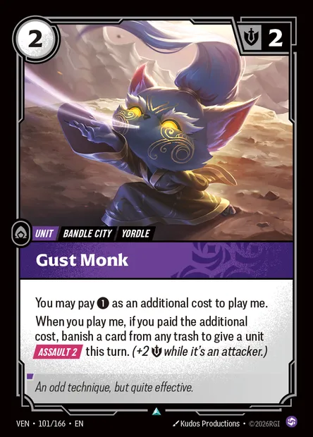 Gust Monk, carte Riftbound VEN 101 — extension Vendetta