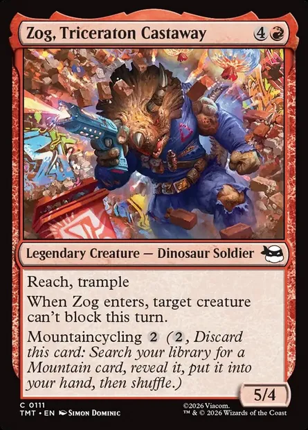 Zog, Triceraton Castaway, Magic card TMT 111 — Teenage Mutant Ninja Turtles set