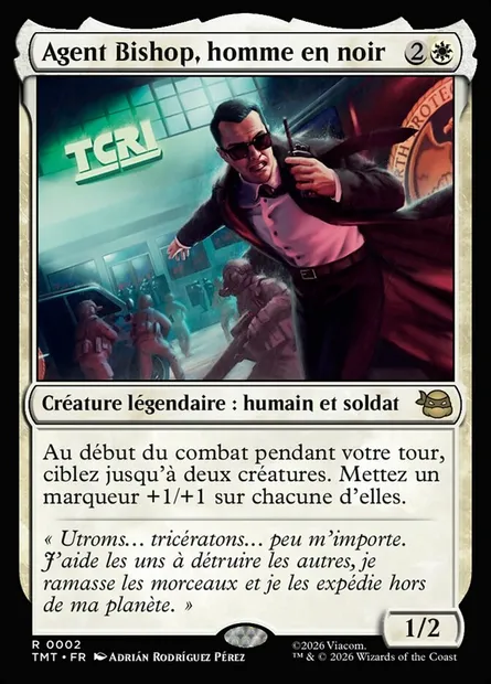 Agent Bishop, homme en noir, carte Magic TMT 2 — extension Teenage Mutant Ninja Turtles