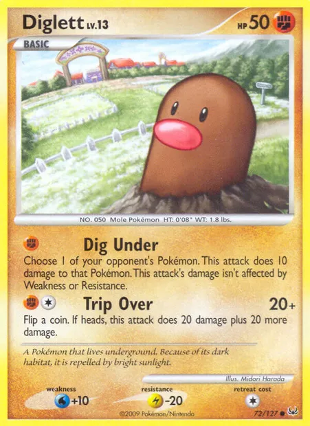 Diglett, Pokémon card PL 72 — Platinum set