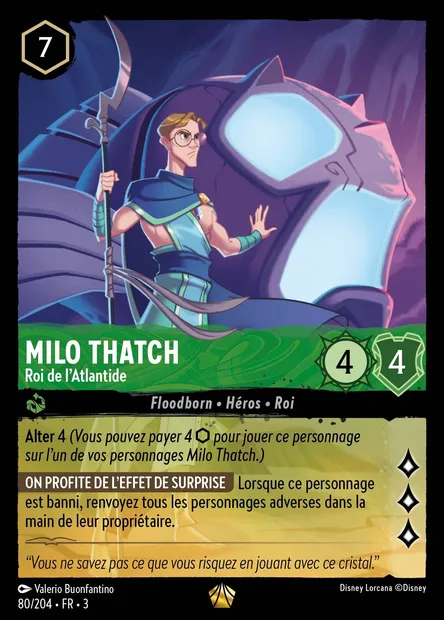 Milo Thatch - Roi de l'Atlantide, carte Disney Lorcana CH3-080 — extension Les Terres d'Encres