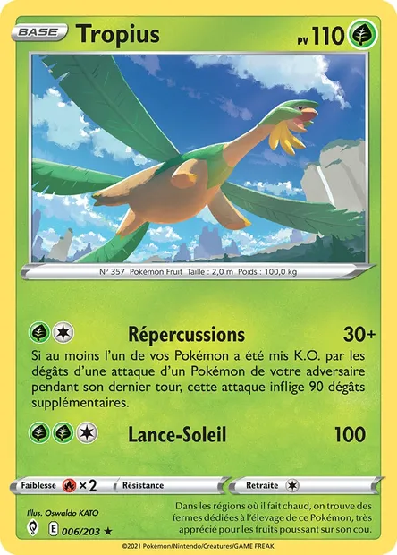 Tropius, carte Pokémon EVS 6 — extension Évolution Céleste