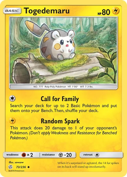 Togedemaru, Pokémon card CEC 73 — Cosmic Eclipse set