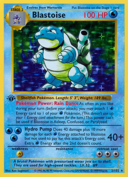 Blastoise, Pokémon card BS 2 — Base Set set