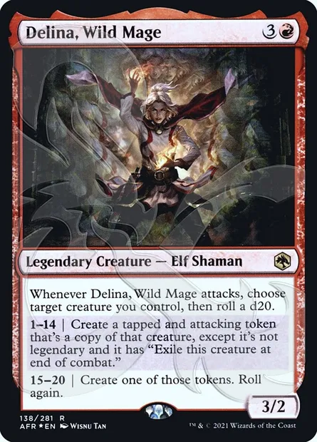 Delina, Wild Mage, Magic card PAFR 138a — Adventures in the Forgotten Realms Promos set