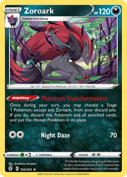 Zoroark, Pokémon card EVS 103 — Evolving Skies set