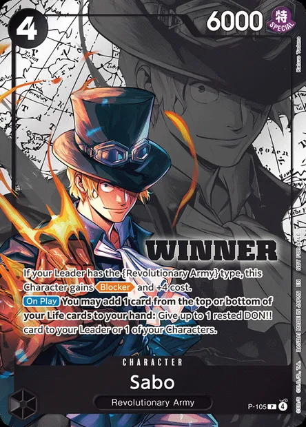 Sabo, One Piece card P-105 — Promotion card set