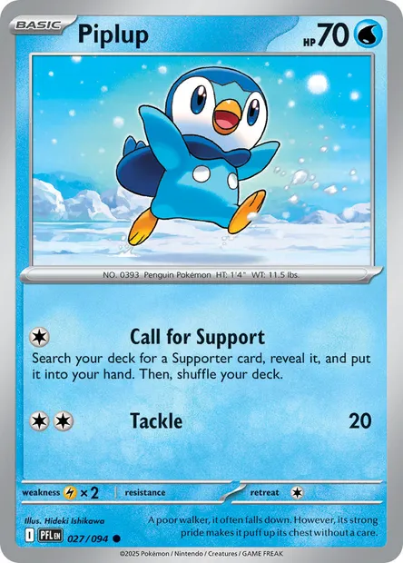 Piplup, Pokémon card PFL 027 — Phantasmal Flames set