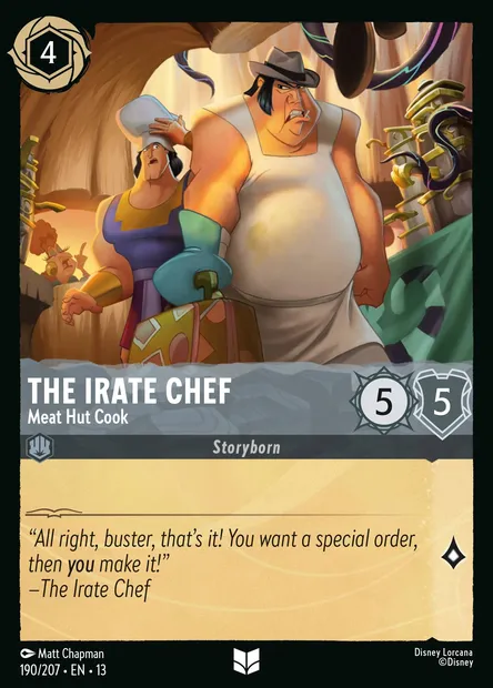 The Irate Chef - Meat Hut Cook, Disney Lorcana card CH13-190 — Attack of the Vine! set