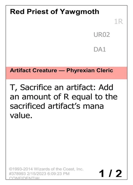 Red Priest of Yawgmoth, carte Magic UNK UR02b — extension Unknown Event