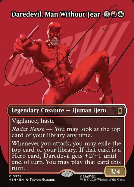 Daredevil, Man Without Fear, Magic card MSH 372 — Marvel Super Heroes set
