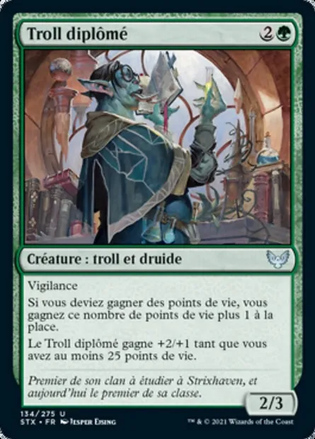Troll diplômé, carte Magic STX 134 — extension Strixhaven: l'Académie des Mages