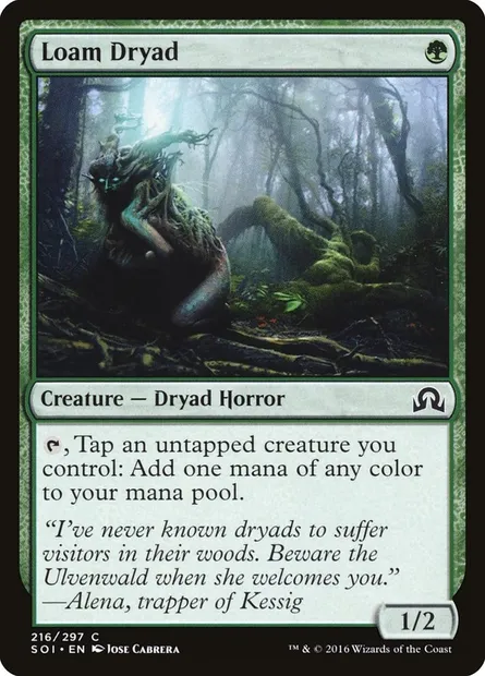 Loam Dryad, Magic card SOI 216 — Shadows over Innistrad set