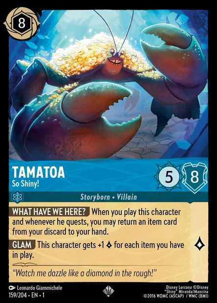Tamatoa - So Shiny!, Disney Lorcana card CH1-159 — The First Chapter set