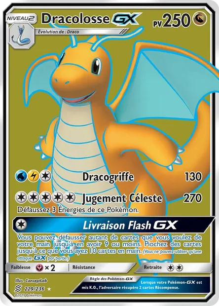 Dracolosse GX, carte Pokémon UNM 229 — extension Harmonie des Esprits