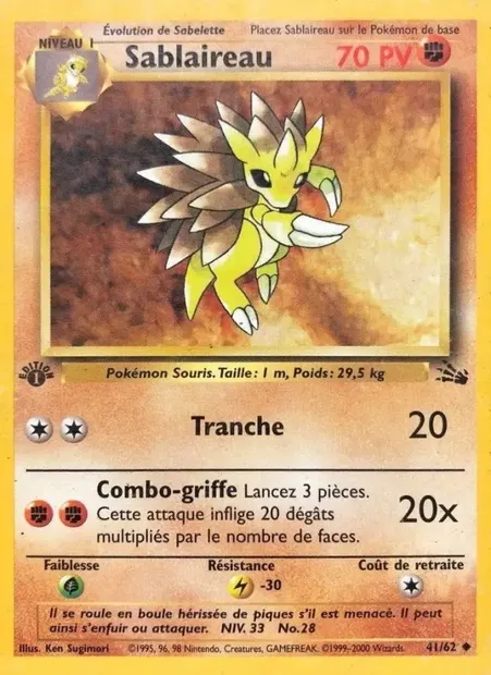 Sablaireau, carte Pokémon FO 41 — extension Fossile