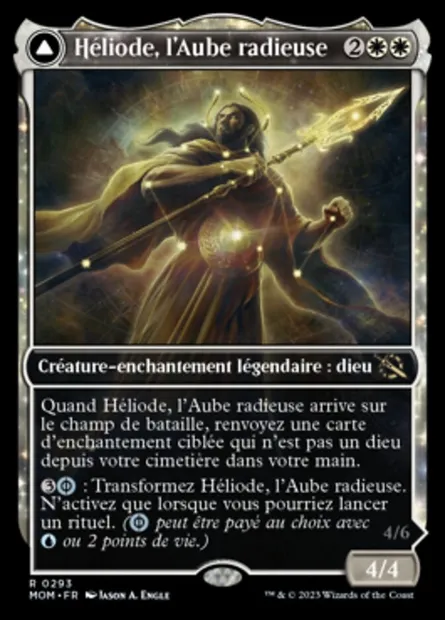 Héliode, l'Aube radieuse // Héliode, l'Éclipse déformée, carte Magic MOM 293 — extension L'invasion des machines