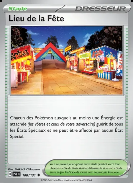 Lieu de la Fête, carte Pokémon PRE 108 — extension Évolutions Prismatiques