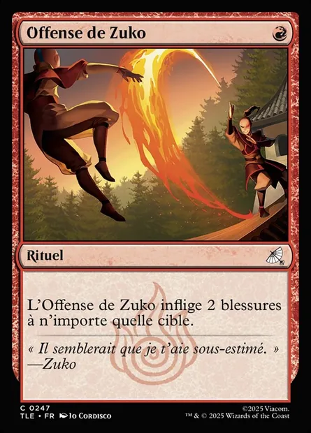 Offense de Zuko, carte Magic TLE 247 — extension Avatar: The Last Airbender Eternal