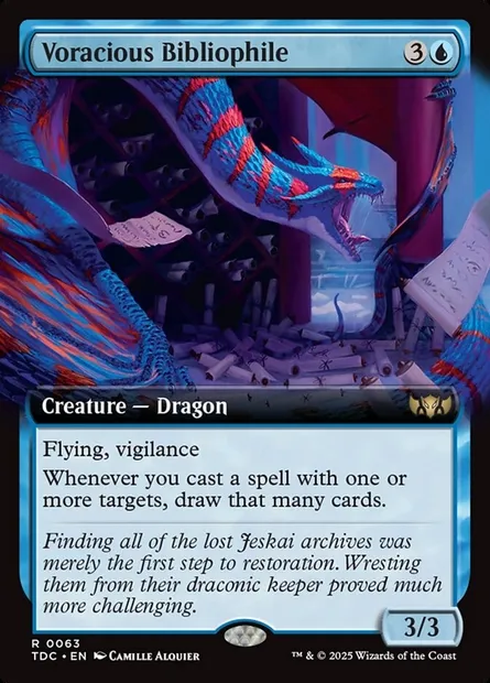 Voracious Bibliophile, Magic card TDC 63 — Tarkir: Dragonstorm Commander set