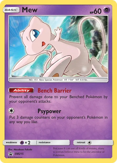 Mew, carte Pokémon SM 215 — extension Promo SM