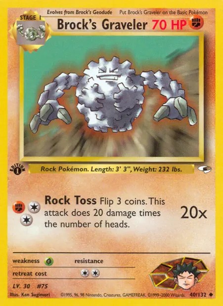 Brock's Graveler, Pokémon card GH 40 — Gym Heroes set