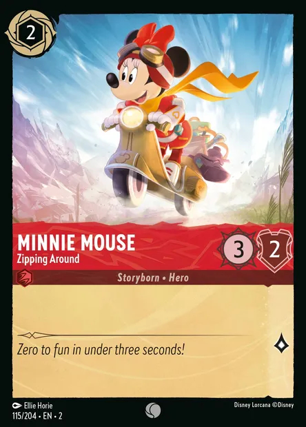 Minnie Mouse - Zipping Around, Disney Lorcana card CH2-115 — Rise of the Floodborn set