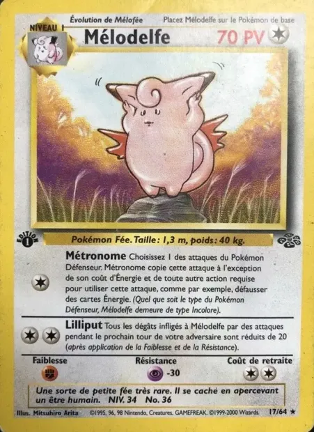 Mélodelfe, carte Pokémon JU 17 — extension Jungle