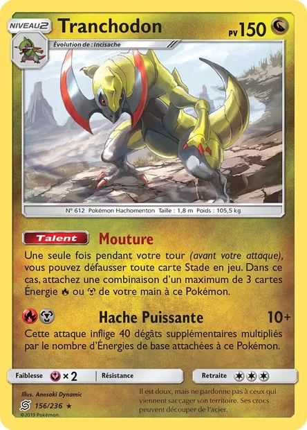 Tranchodon, carte Pokémon UNM 156 — extension Harmonie des Esprits