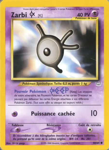 Zarbi K, carte Pokémon NR 58 — extension Neo Revelation