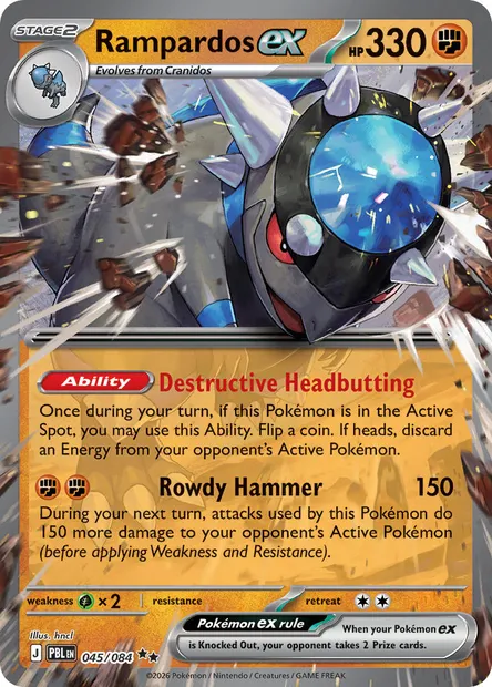 Rampardos ex, Pokémon card PBL 045 — Pitch Black set