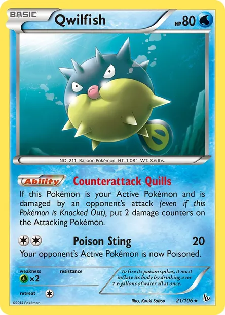 Qwilfish, Pokémon card FLF 21 — Flashfire set