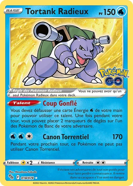 Tortank Radieux, carte Pokémon PGO 018 — extension Pokémon GO