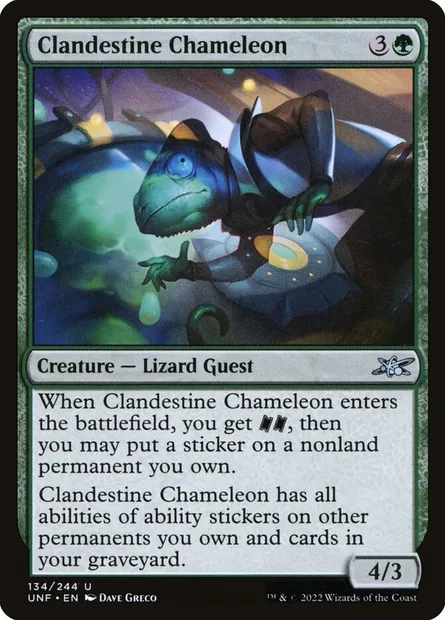 Clandestine Chameleon, carte Magic UNF 134 — extension Unfinity