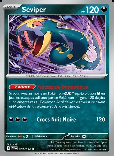 Séviper, carte Pokémon PFL 062 — extension Flammes Fantasmagoriques