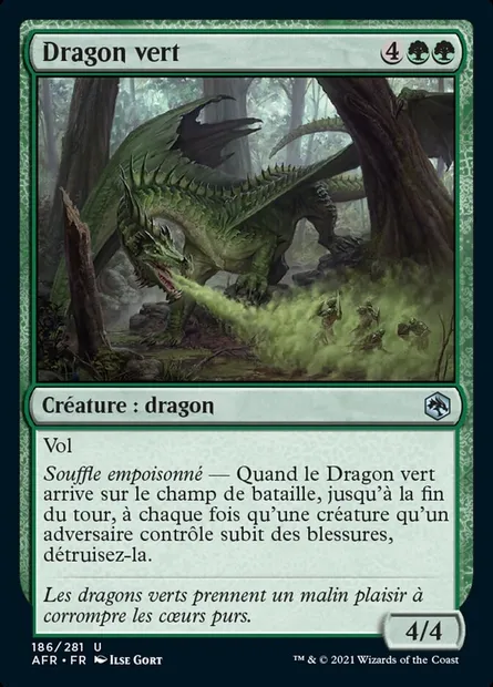 Dragon vert, carte Magic AFR 186 — extension Forgotten Realms: Aventures dans les Royaumes Oubliés